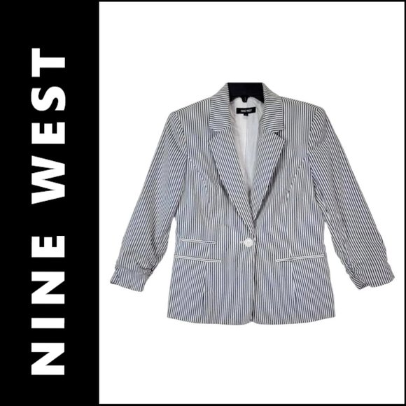 Ninewest Women's Blazer Suit Jacket Buttons Stripe Lined Size 8 - Picture 1 of 9